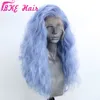 Light Blue cosplay sintética rendas frente Wigs Com Natural Hairline Buns resistente ao calor 360 rendas solto onda perucas para as mulheres compõem partido