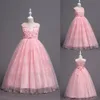 Księżniczka sukienka formalna koronkowa szwanie bez rękawów Bubble Bubble Mesh koronkowy haft kwiatowy dzieciak