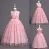 Robe de princesse robe formelle dentelle couture sans manches bulle maille dentelle fleur broderie enfant