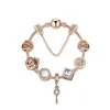 Magic Beads rose Gold Strands bracelet 925 Silver Love Key pendant as a Diy jewelry gift