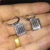 2018 Fashion Drop Earring 925 sterling silver Princess cut Diamond Cz Party wedding Dangle Earrings for women Jewelry Gift