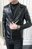 Wiosenne skórzane kurtki męskie czarne projektant mody skórzane kurtki Męskie Slim Fit Club Strój Biker Kurtka Płaszcz