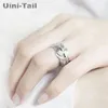 UiniTail 2018 novo 925 prata esterlina anel de pena aberta tamanho ajustável menina jóias moda maré fluxo de alta qualidade jóias3184853