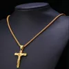 fashion necklace cross pendant jesus gold men's stainless steel chains christian jewelry