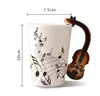 Creative Music Violin Style Guitar Ceramic Mug Coffee Tea Milk Stave Cups with handtag kaffe mugg nyhet gåvor preferens311l