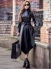 Très bonne qualité dames Slim Long en cuir Trench Coat 2017 nouveau style femmes moto en cuir manteaux longue veste femmes