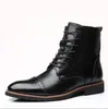 Hot Sale-Men Pu Leather Lace-up Men Shoes High Quality Men Vintage British Military Boots Autumn Winter Plus Size