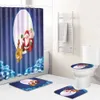 Badmattor Zeegle Christmas Curtain Vattentät dusch Anti-halk Badrumsmatta Set Washable Mat Absorbent Set1