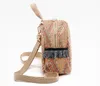 Designer-Stroh gewebter kleiner Rucksack Damen Modetasche Streifendruck Schulter Schule Strickrucksack weiblich