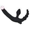 Dildo vibrator voor vrouwen G-spot stimulatie dubbele drievoudige penetratie vibrerende anale kralen buttplug voor lesbische koppels U104 Y1919752677