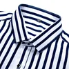 2019 Mäns Business Casual Long-Sleeved Classic Striped Men's Social Dress Shirt Röd och Blå Stor Storlek M-4 XL