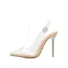 AIYKAZYSDL Sandalias de mujer PVC puntiagudas transparentes tacones de aguja Stilettos 2018 Slingback zapatos de vestir de boda verano