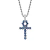 Couleur bleu Egyptien Ankh Key of Life Collier 18K Gold plaqué Copper Pendant Cubic Zirconia Hip Hop Jewelry7836074