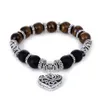 Braccialetti in pietra naturale 7 Reiki Chakra Healing Balance Beads Bracciale a cuore per uomo Donna Gioielli elasticizzati per yoga