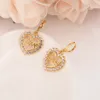 Fashion love Heart White Cz Crystal 22 K 23 K 24 K Thai Baht Fine Gold Plated Earring pendant Necklace Jewelry Sets Women