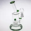 18cm verre bang narguilés vert noir plates-formes pétrolières bangs en verre avec perc perclator dôme clou taille commune 14,4 mm d'épaisseur base fumeurs tuyaux