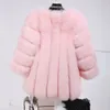 Płaszcze z norek kobiety zimowa moda z najwyższej półki różowy płaszcz ze sztucznego futra elegancka gruba ciepła odzież wierzchnia kurtka ze sztucznego futra Chaquetas Mujer
