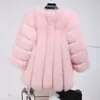 Mink Coats Women Winter Top Fashion Pink Faux Fur Coat Elegant Thick Warm Outerwear Fake Fur Jacket Chaquetas Mujer