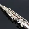 Nuovo arrivo Tubo dritto Soprano B (B) Sassofono Ottone di alta qualità Pulsanti di perle Strumenti musicali placcati argento Sax con custodia per bocchino