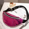 Rese Women Fanny Pack Holiday Belt Midjeväska paljetter Glitter Bum Bag Pouch Fashion Ladies Justerbara axelväskor Midjepaket3003