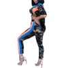 2 sztuk Zestaw Kobiety Kamuflaż Top i Spodnie Dwuczęściowe Zestaw Kobiet Fitness Zipper Stroje do Letnich Spodnie Odzieżowe