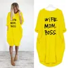 Newest Summer Women Letter Printed Dresses Fashion Crew Neck Panelled Ladies Dresses Casual Loose Long Sleeve Apparel