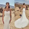 Calla Blanche 2020 Mermaid Bröllopsklänningar Sweetheart Lace Bridal Gowns Ärmlös Backless Vintage Beach Boho Bröllopsklänning Anpassning