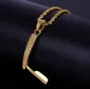 Moda-ouro Colorido Micro Pave Pave Cubic Zircon Razor Colar Pingente Três Correntes Comprimento 24 polegadas Hip Hop Colar Jóias