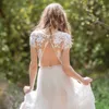 Lihi Hod Zwei Stücke Strand Brautkleider Böhmen Backless Kurzen Ärmeln Illusion Brautkleider Boho Brautkleid Vestido De Novia