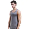 Ice Silk Men Comfy Fitness underskjortor Högkvalitativ elastisk BASIC O NACK SLEEVELÄS MANA TANK TOPS PLUS STORLEK L XL XXL XXXXL199C