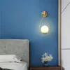 Simple Art Decoration LED Copper Wall Lamp Glass Wall Sconce Bedside Aisle Indoor Home Light Fixture E27 Lamp Wall Lamp for Living Room