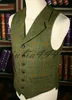 2019 Mariage d'été Mariage vert Plaid Vêtes en tweed sur mesure Verte de marié Slim Fit Mens Suit Vest Prom Wedding Waistcoat4578322