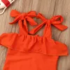 Оранжевый комплект бикини для маленьких девочек, купальный костюм, пляжная одежда, купальный костюм для маленьких девочек, детская одежда для малышей 8234156