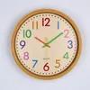 12 pouces silencieux coloré numéro enfants horloge murale grande décorative non tic-tac horloge murale style vintage à piles salon décor à la maison