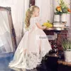 Dziecko Różowa Księżniczka Dziewczyna Dress Na Specjalną okazję Celebrity Custom Made Ball Suknie Koronkowe Appliuqes Bow Sashes Flower Girl Dress