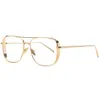 Lunettes de soleil de luxe de style entier pour hommes lunettes de soleil carrées à verres transparents jante plein cadre surdimensionné lunettes de soleil vintage en métal argenté doré9266586