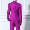 Yüksek Kalite Bir Düğme Fuşya Damat Smokin Tepe Yaka Erkek Takım Elbise Düğün/Balo / Akşam İyi Adam Blazer (Ceket + Pantolon + Yelek + Kravat) W391