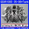 +タンク用鈴木GSXR 1000 1000CC GSX R1000 2005 2006 Bodywork Silvery Black 300HM.34 GSX-R1000 GSXR-1000 1000 CC K5 GSXR1000 05 06フェアリング