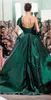 2020 Elie Saab Dark Green Avondjurken Eén Schouder Arabische Sexy Hoge Kant Split Formele Dames Prom Gowns Vestidos de Novia Sweep Train