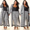 2019 Women Casual Two Pieces Sets Long Sleeve Plaid 1 pant+1 coat Sexy Club Outfits