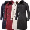 Höst Mens Trench Coats Long Sport Coats Slim Male Fashion Jackets Windbreaker Solid Färg Outwear