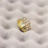 Righe di moda Anelli regolabili con strass di cristallo colorato Anello elastico scintillante lucido a 3 file per gioielli da sposa da donna