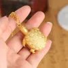 Мини прекрасная желтая золотая черепаха дизайн Quartz Analog Pocket Watch с ожерельем цепочки Лучший подарок для взрослых девочек Reloj de Bolsillo