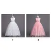 Robe de princesse robe formelle dentelle couture sans manches bulle maille dentelle fleur broderie enfant