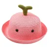 Cappello di paglia per bambini estivi Panama Cappello da pescatore per neonate per bambina Cappello da spiaggia fatto a mano in erba carina 2-6 anni
