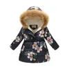 3-10 años niños chaqueta de invierno bebé niña cálida algodón abajo abrigo mariposa flor con capucha ropa exterior para ropa de niñas ZLE418