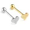 14Ga (1.6mm) Percing Jewelry Tongue Ring Stainless Steel Heart Sand Blasting Leveraged Tongue Rings 바디 피어싱 보석