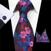 Rbocott nya mönster mode blommiga slipsar 7cm mens slips silke jacquard neck ties pocket kvadrat manschettknappar uppsättning för bröllopsfest kostym