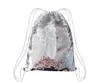 50 pcs 45x35 cm Sublimation Paillettes Blanc Sac À Dos Cordon Sacs Sports de Plein Air Paillettes transfert à chaud impression BRICOLAGE Consommables