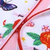 Baby rompers nyfödda tjejer kläder spädbarn romer långärmad blomma fjäril print baby girl rompers jumpsuit baby kläder